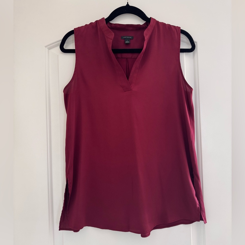 Ann Taylor Sleeveless Wine Blouse